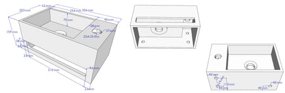 Julia fontein Solid Surface 35 x 20 x 16 cm beton (look) rechts 8719956081736