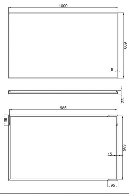 Edge spiegel met aluminium lijst 100 x 60 cm 8718858073702