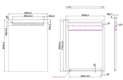 Wiesbaden Tigris spiegel met led verlichting 60x80cm