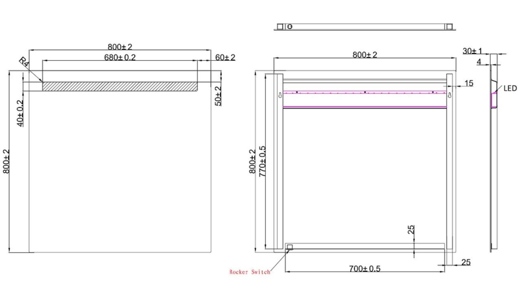Line spiegel met LED verlichting 80 x 80 cm 8718858077953