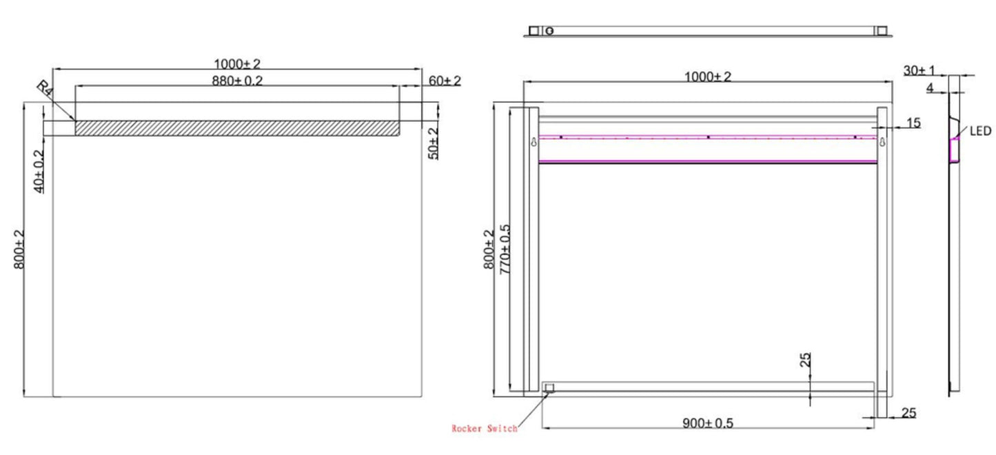 Line spiegel met LED verlichting 100 x 80 cm 8718858077960