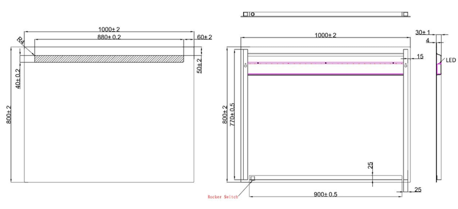 Line spiegel met LED verlichting 100 x 80 cm 8718858077960