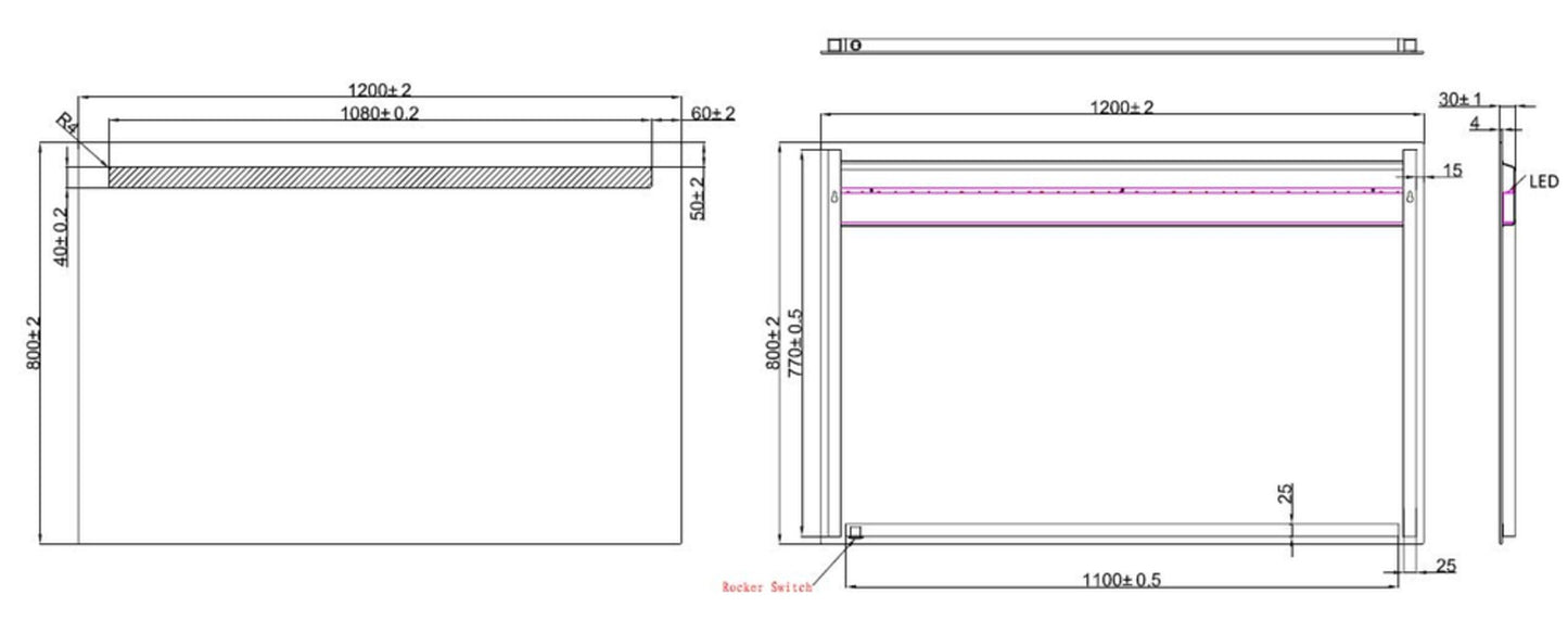 Line spiegel met LED verlichting 120 x 80 cm 8718858077977