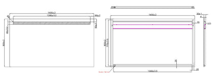 Wiesbaden Tigris spiegel met led verlichting 140x80cm