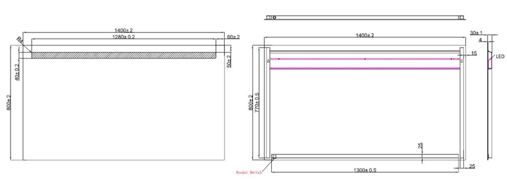 Line spiegel met LED verlichting 140 x 80 cm 8718858077984