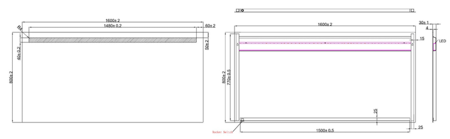 Line spiegel met LED verlichting 160 x 80 cm 8718858077991