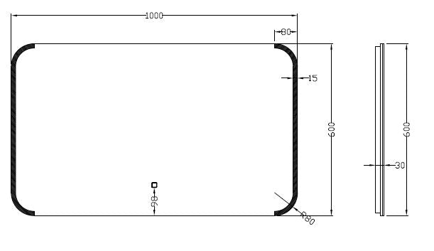 Wiesbaden Bracket dimbare LED condensvrije spiegel 100x60cm