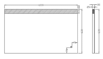 Wiesbaden Single dimbare LED condensvrije spiegel 100x60cm