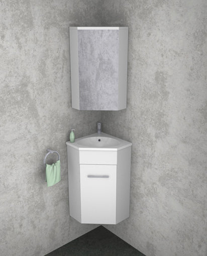 Lena hoek fonteinmeubel met spiegelkast 50 x 85 x 25 cm wit 8718858071012