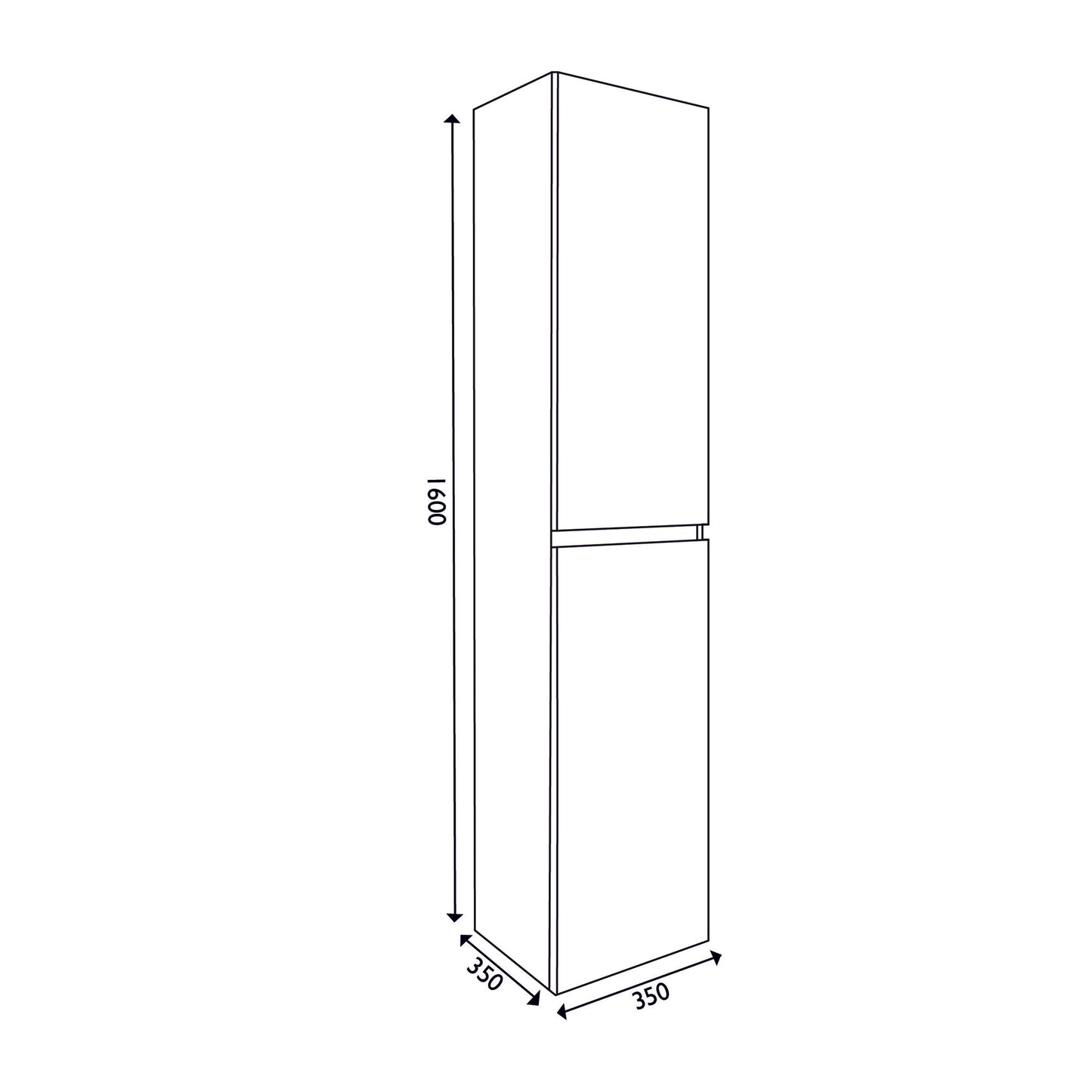 38.3932 Vision kolomkast 2 deuren 160x35x35 hoogglans grijs