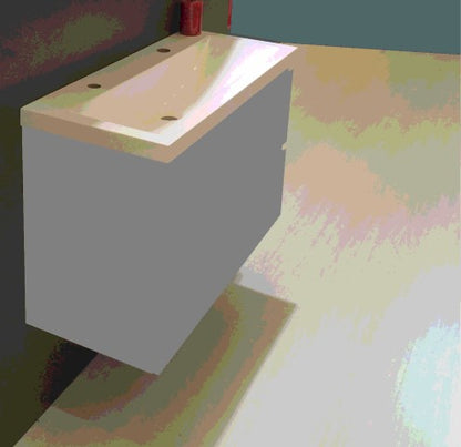 Flag kunstmarmeren wastafel 100 x 36 cm met 2 kraangaten wit