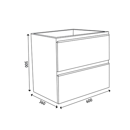 Wiesbaden onderkast 60cmx36cm zo.wastafel wit