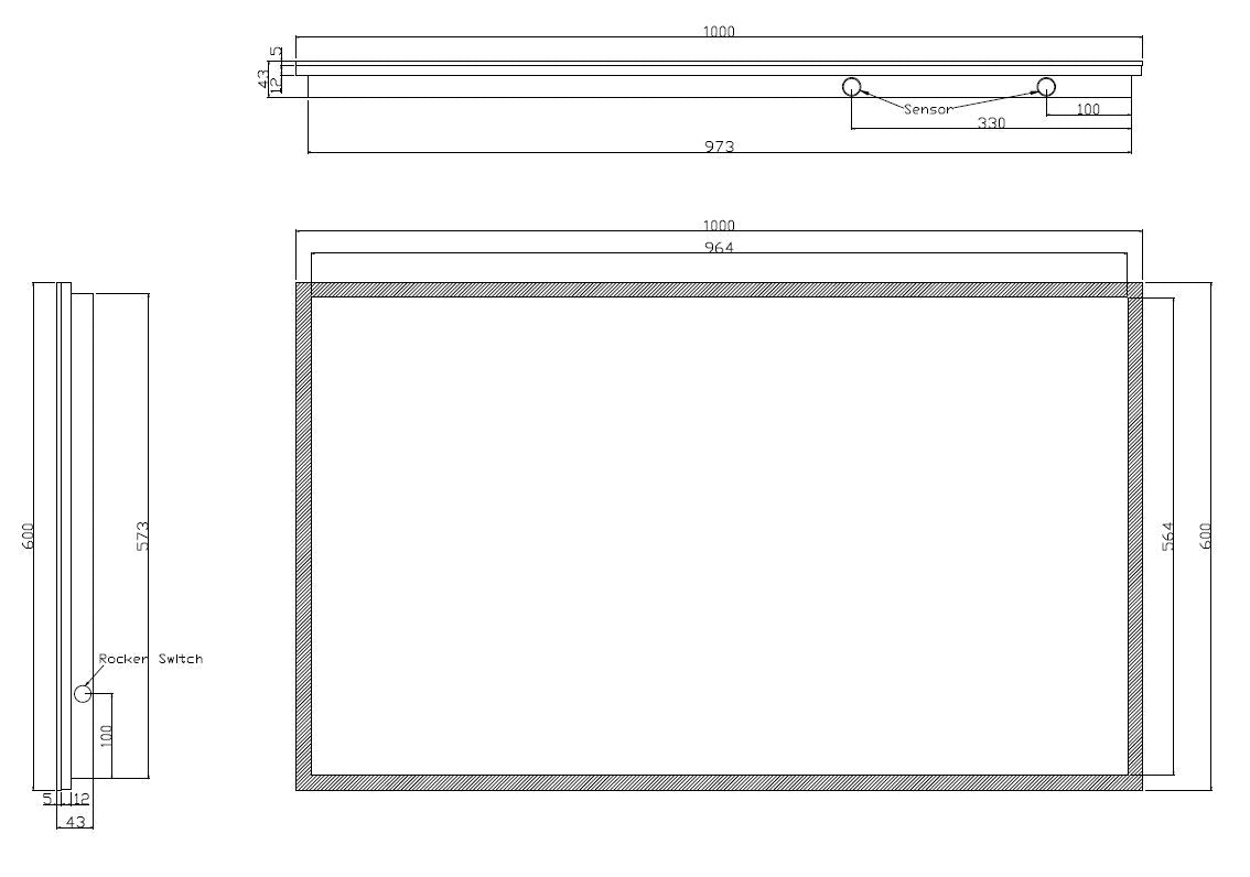 Wiesbaden Quatro-Led dimbare condensvrije spiegel 100x60cm