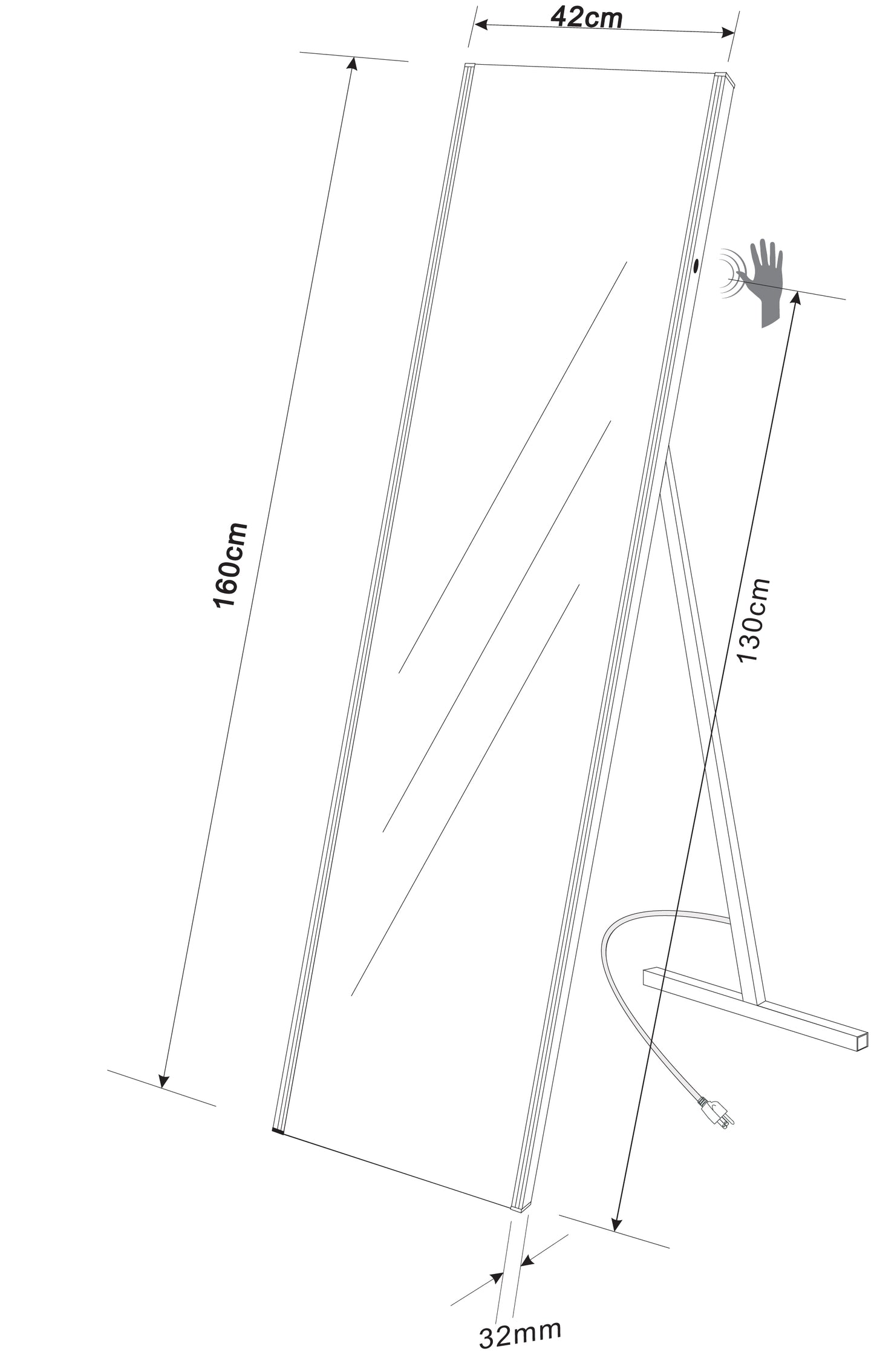 Wiesbaden passpiegel 1600x420 met led verlichting