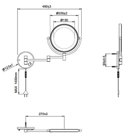 Wiesbaden wand scheerspiegel met led verlichting