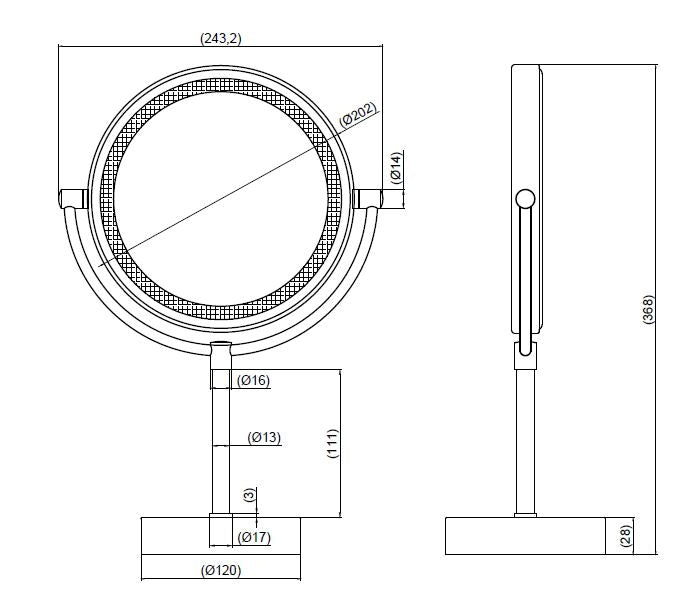 Home scheerspiegel met LED verlichting 20 cm batterij versie 8719743069107