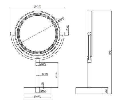 Home scheerspiegel met LED verlichting 20 cm batterij versie 8719743069107