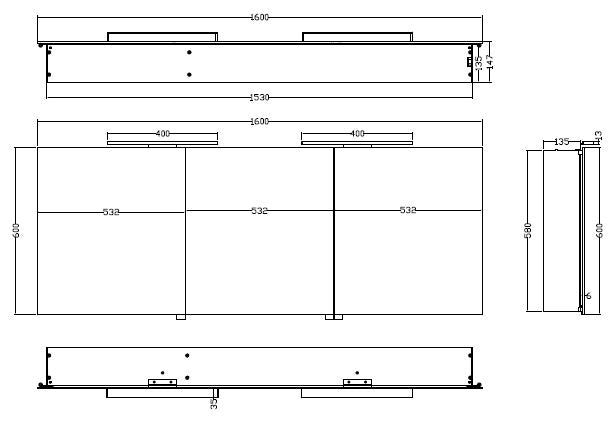 Wiesbaden Luxe spiegelkast +Led verlichting 160x60x14cm