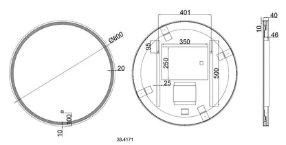 Wiesbaden Maro spiegel 80cm rond + Led matzwart