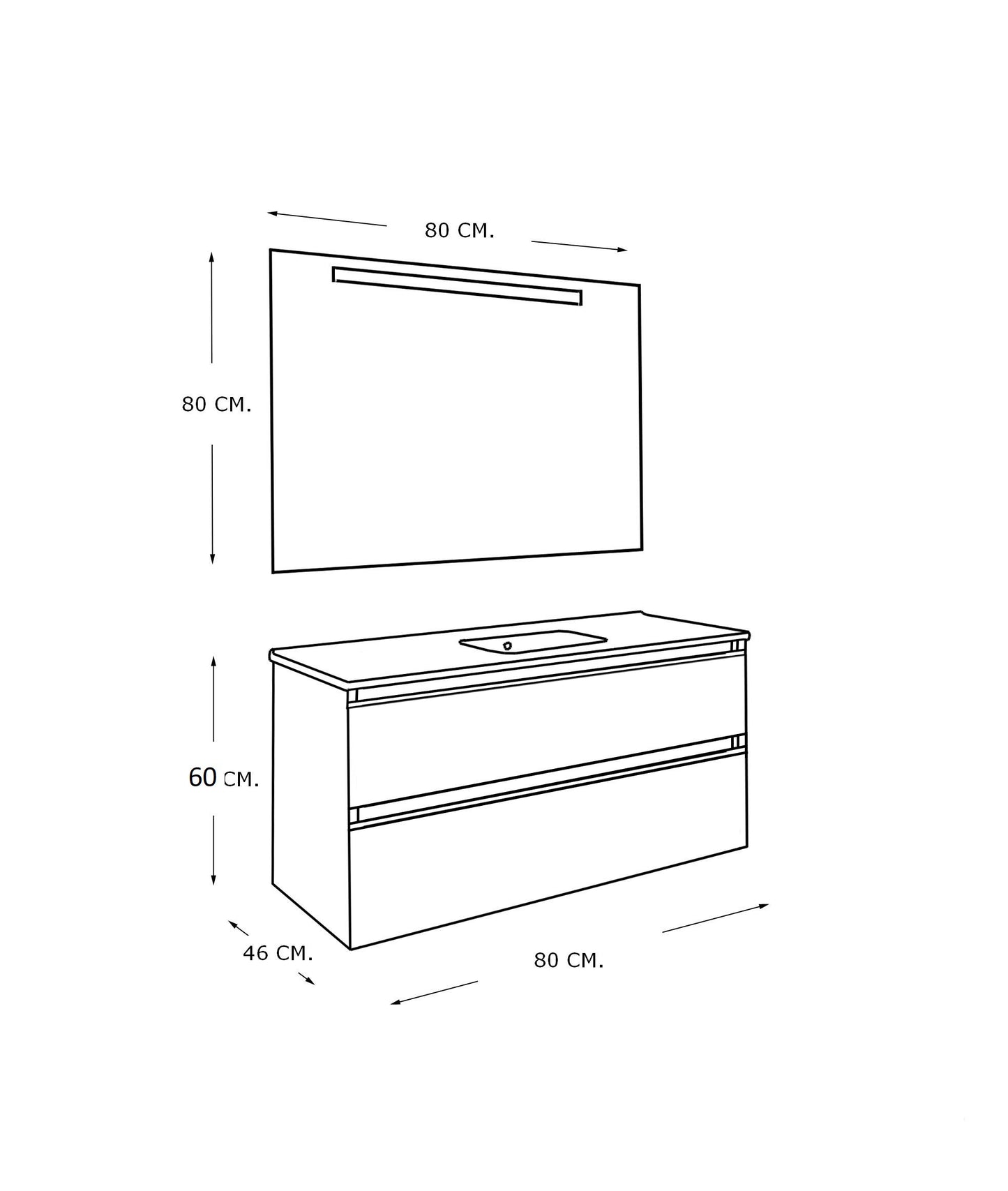 Sephia complete meubelset 80 cm mat wit 8719956083983