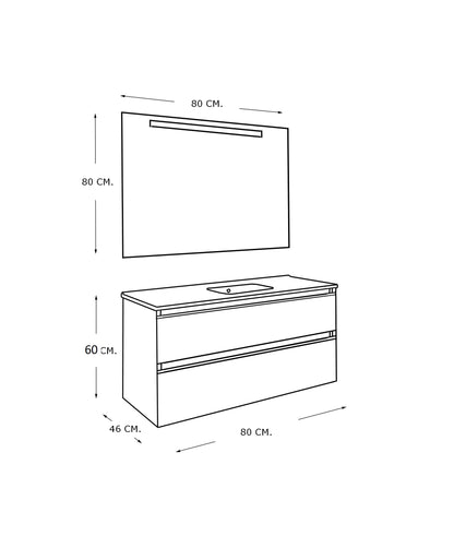 Sephia complete meubelset 80 cm mat wit 8719956083983