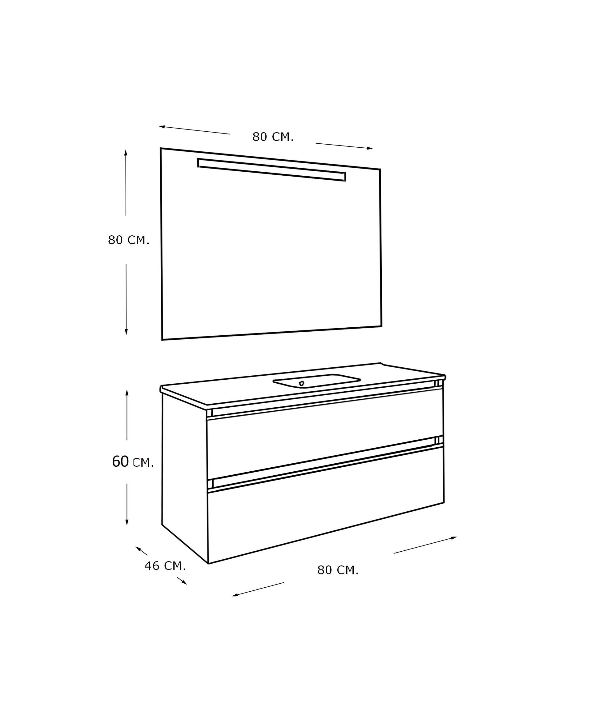 Sephia complete meubelset 80 cm licht eiken 8719956083990