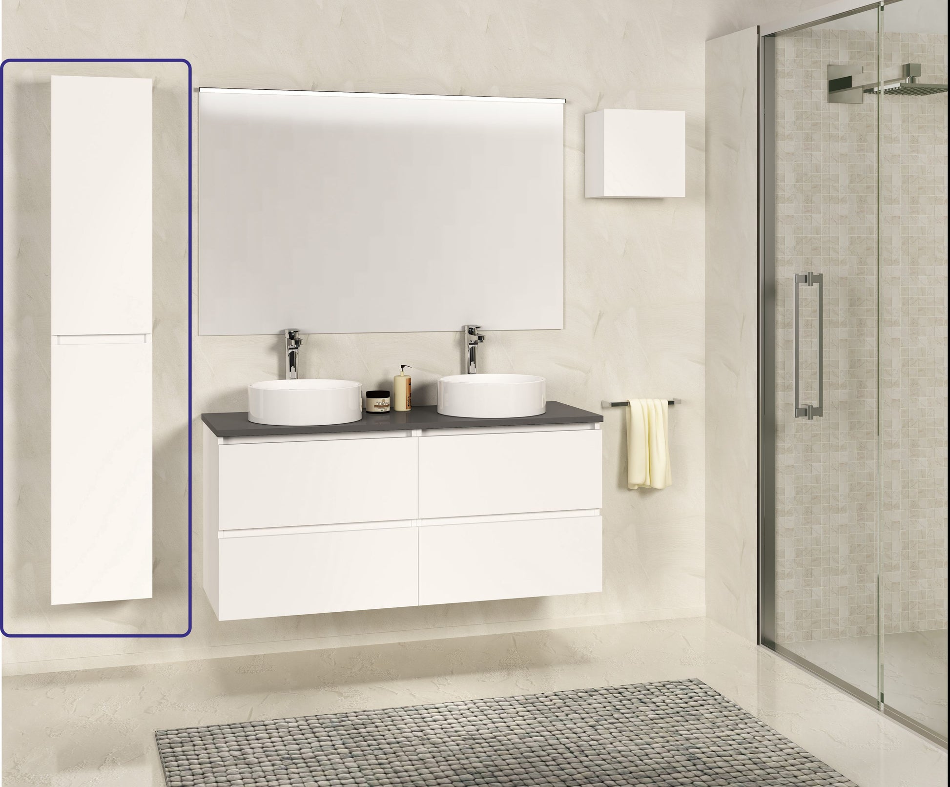 Sephia kolomkast 140 x 30 x 25 cm mat wit