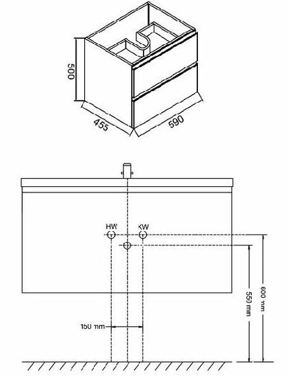 Wiesbaden Tigris onderkast 60 x 46 cm wit