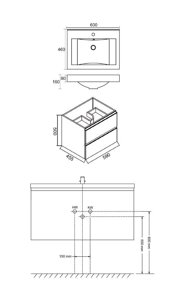 Tigris onderkast 60 x 46 cm wit 8719743062160