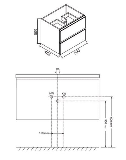 Wiesbaden Tigris onderkast 60 x 46 cm houtnerf grijs