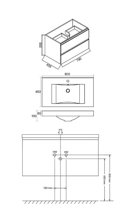 Tigris onderkast 80 x 46 cm wit 8719743062184