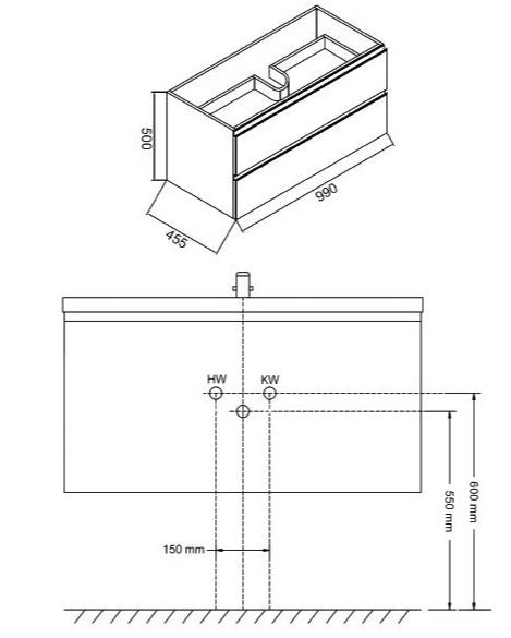 Wiesbaden Tigris onderkast 100 x 46 cm wit