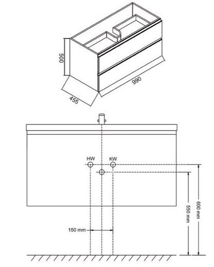 Wiesbaden Tigris onderkast 100 x 46 cm wit