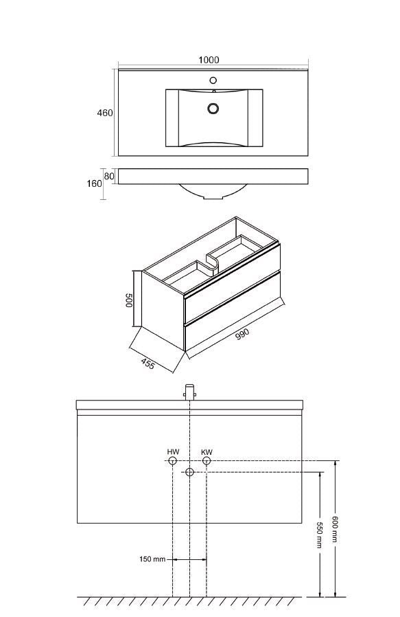 Tigris onderkast 100 x 46 cm wit 8719743062207
