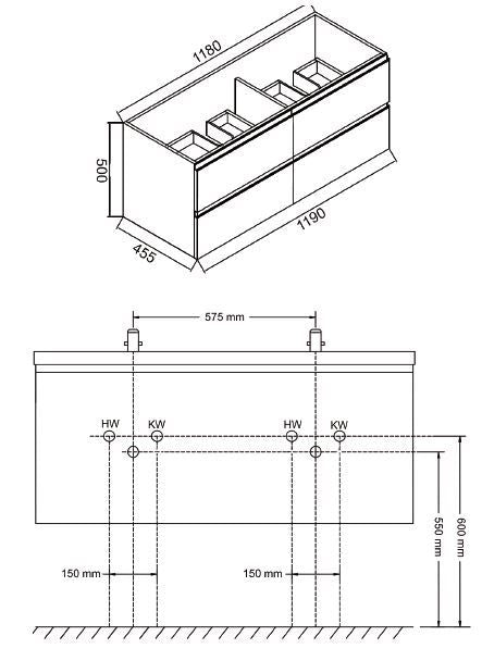 Tigris onderkast 120 x 46 cm houtnerf grijs 8719743062238
