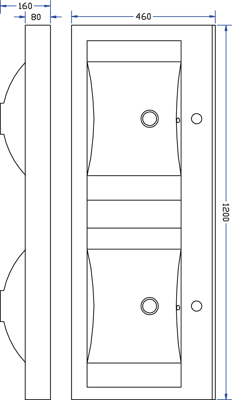 Slope kunstmarmeren dubbele wastafel 120 x 46 cm wit 8719323035522