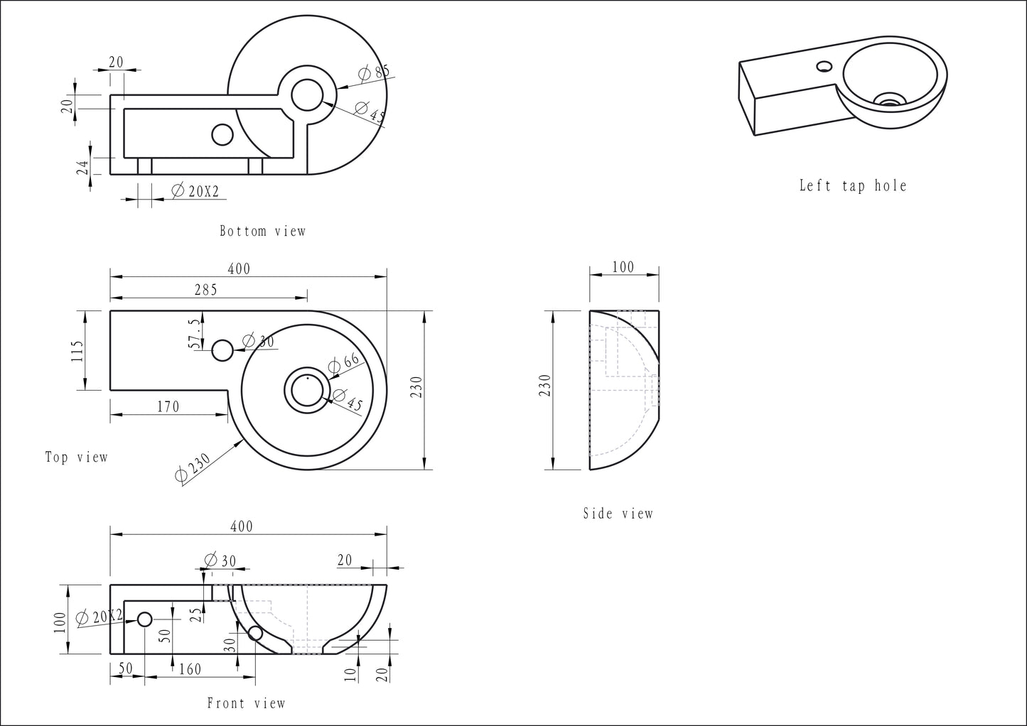 Wiesbaden Hardstenen rond fonteintje links 40x23x10
