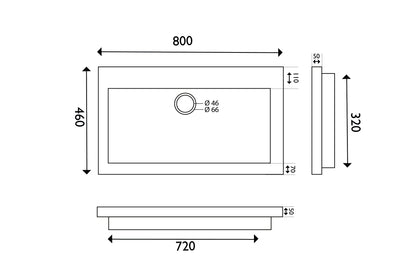 Wiesbaden hardstenen meubelwast. 80x46x5 zo.kr.gat