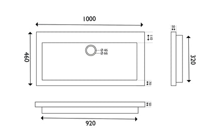 Wiesbaden hardstenen meubelwast. 100x46x5 zo.kr.gat