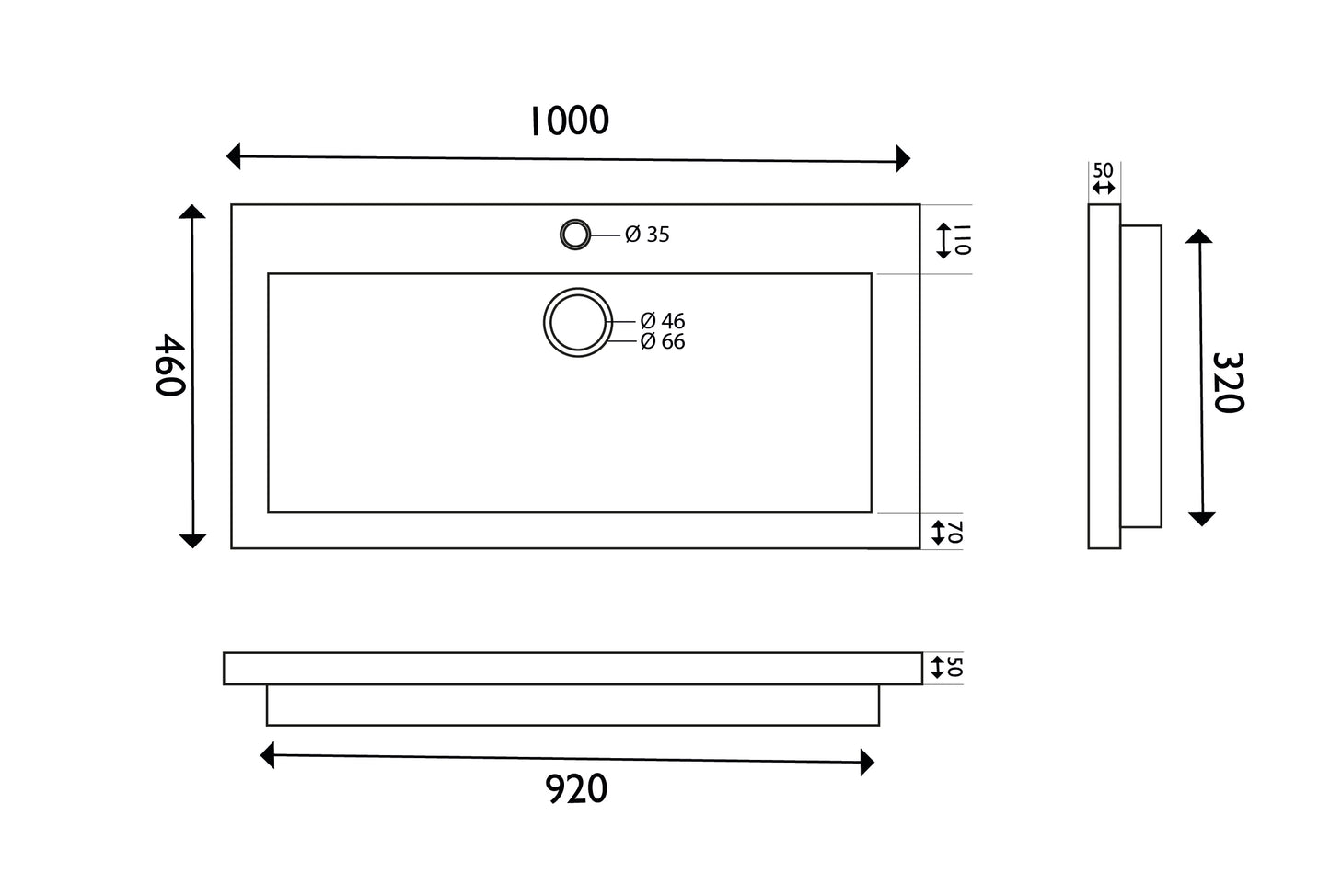 B-stone wastafel 100 x 46 cm 8719323033177