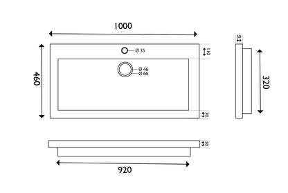 B-stone wastafel 100 x 46 cm 8719323033177