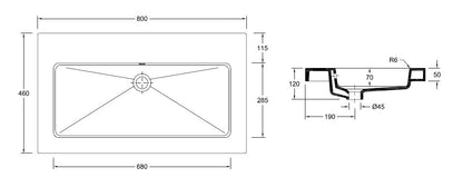 Wiesbaden keramische meubelwastafel 80x46 zonder kr.gat