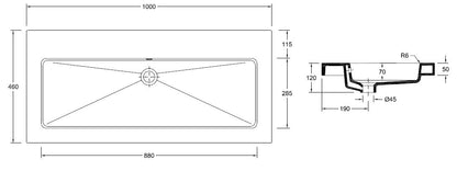 Wiesbaden keramische meubelwastafel 100x46 zonder kr.gat
