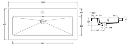 Wiesbaden keramische meubelwastafel 100x46 1 kr.gat