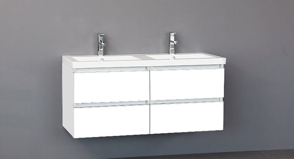 Badmeubel Trend Keramiek 120 Hoogglans Wit met 4 lades