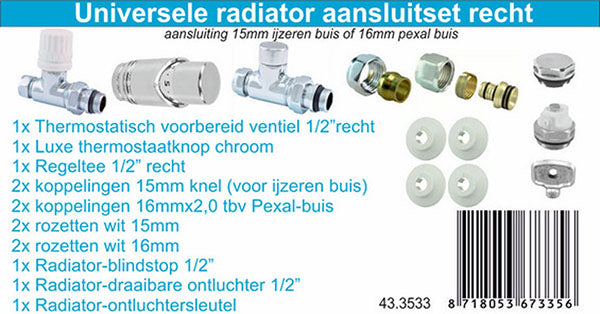 Riko luxe thermostatische radiatoraansluitset recht 8718053673356