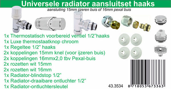 Riko luxe thermostatische radiatoraansluitset haaks 8718053673363