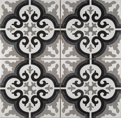 Vloertegel Cemento Decor Manisa Black 45x45