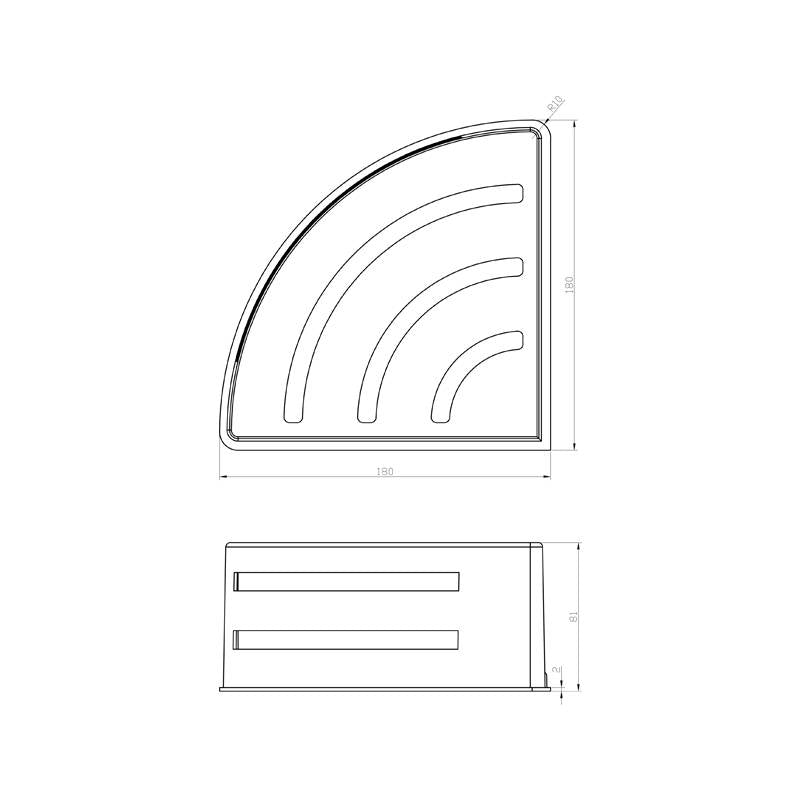 Design shampoo korf hoek model RVS gepolijst