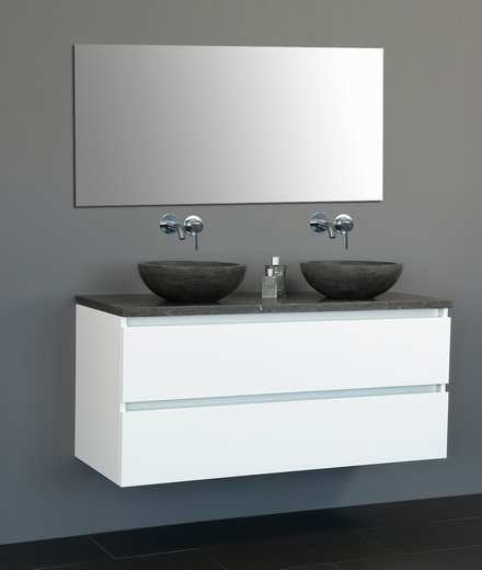 Badmeubel Trend Dynasty met 2 ronde kommen 120 Hoogglans Wit